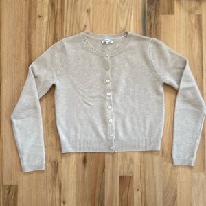 Reformation Clara Cashmere Crew Neck Button Knit Cardigan Sweater, Color: Wheat